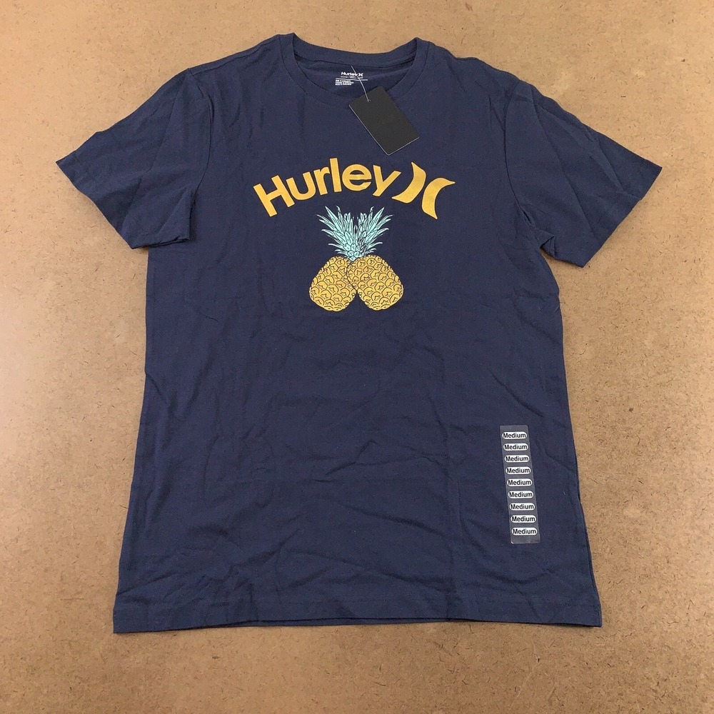 Hurley Men's Medium Navy Favorite Fruit Pineapple Graphic Short Sleeve Tee NWT